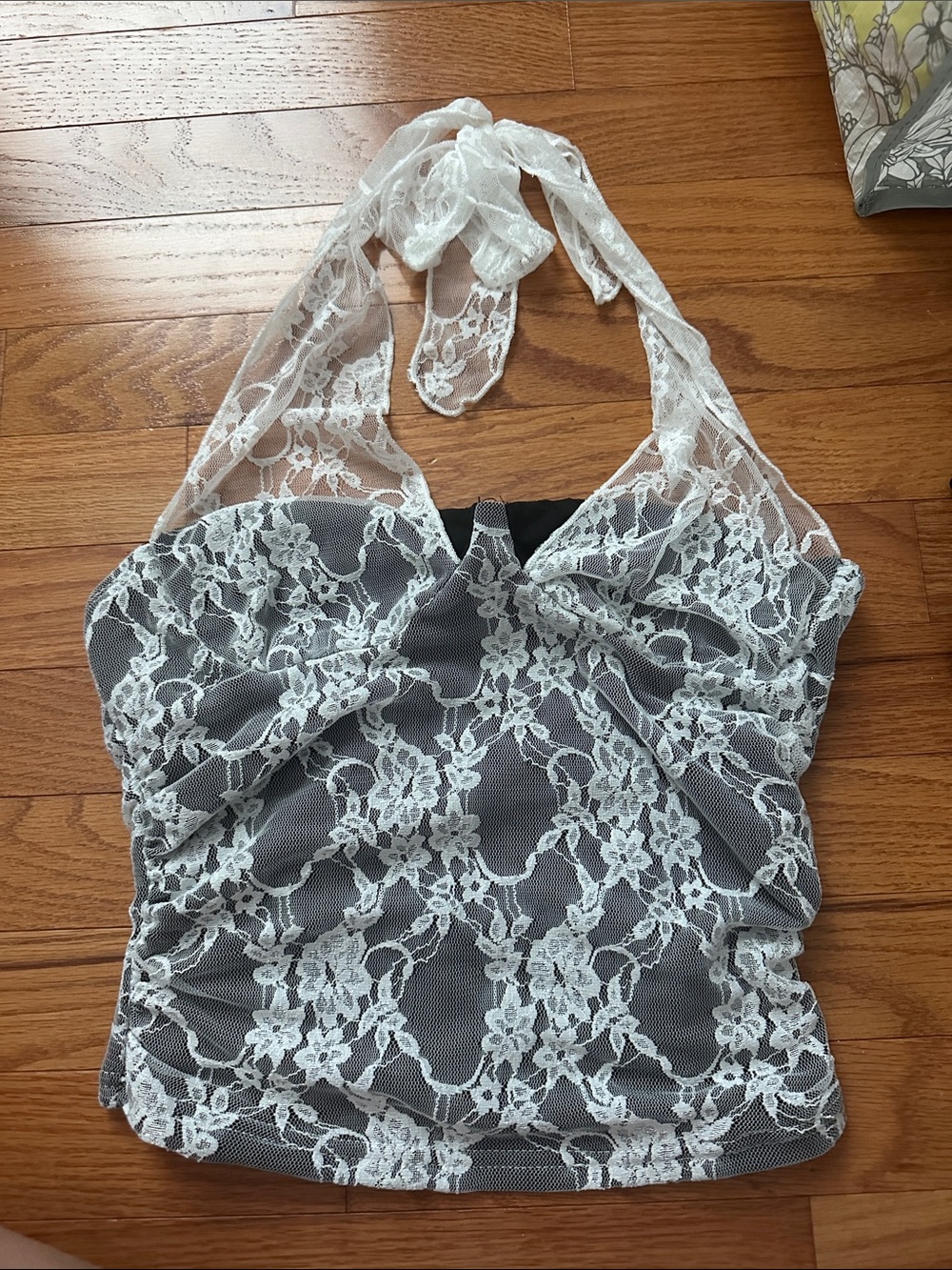 SHEIN White Lace Halter Camisole